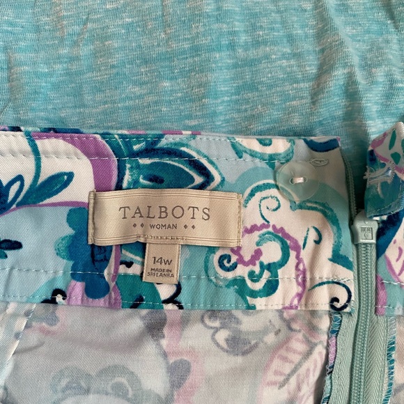 2PC Talbots Skirt & Top Lilac Purple Blue Aqua Paisley Floral size 14W - Picture 10 of 13